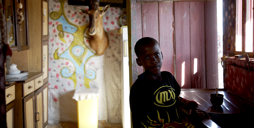 daniel showing me his home in the DRC area